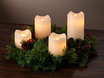 Britesta Adventskranz, silbern, 4 weiße LED-Kerzen mit bewegter Flamme