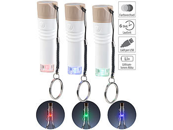Flaschenlicht: Lunartec 3er-Set LED-Weinflaschen-Lichter mit RGB-Farbwechsel, per USB ladbar