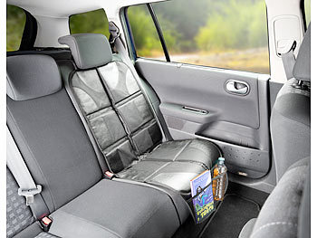 Lescars 2er-Set Premium-Kindersitz-Unterlage, 2 Netztaschen, Isofix-geeignet