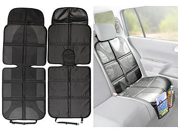 Autositzunterlage: Lescars Premium-Kindersitz-Unterlage mit 2 Netztaschen, Isofix-geeignet