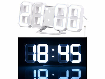 LED Uhr: Lunartec Große LED-Tisch- & Wanduhr, 7-Segment-Ziffern, dimmbar, Wecker, 21,5cm