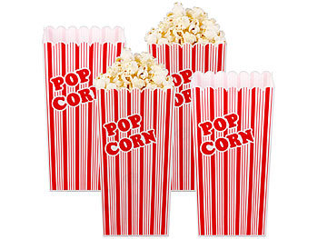 Popcornbecher: infactory 4er-Set wiederverwendbare Popcorn-Boxen, 2 Liter, rot-weiß gestreift