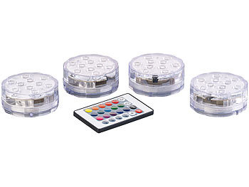 Lunartec 8er-Set RGB-LED-Unterwasserleuchten mit Fernbedienung, IP68