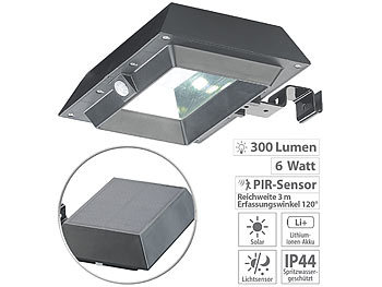 Lunartec 2er-Set 2in1-Solar-LED-Dachrinnen- & Wandleuchten, je 300 lm, schwarz
