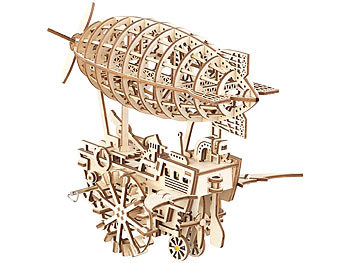 Simulus Aufziehbares Holz-Luftschiff im Steampunk-Stil, 349-teiliger Bausatz