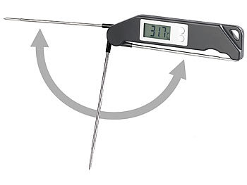 Rosenstein & Söhne Digitales Haushalts-Thermometer, klappbar, 13-cm-Fühler, bis 200 °C