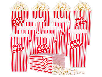 Popcorntüten: infactory 12er-Set wiederverwendbare Popcorn-Boxen, 2 Liter, rot-weiß gestreift