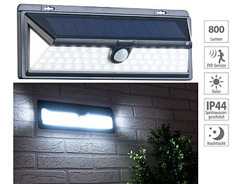 LED-Solar-Leuchten PIR: Luminea 4er-Set Solar-LED-Wandleuchten, Bewegungs-Sensor , 800 lm, 13,2 Watt