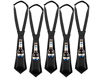 Flaschenhalter: infactory 5er-Set Krawatte mit integriertem Bierhalter, für 0,33-l-Flaschen