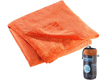 Badetuch groß: Semptec Mikrofaser-Badetuch, 2 versch. Oberflächen, 180 x 90 cm orange