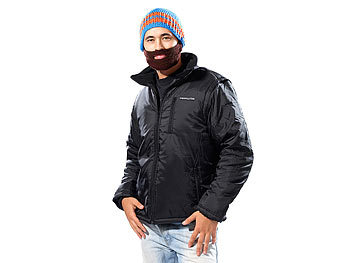 Ski-Mütze: PEARL urban Lustige Mütze mit Bart, blau-orange