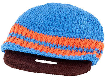 PEARL urban Lustige Mütze mit Bart, blau-orange