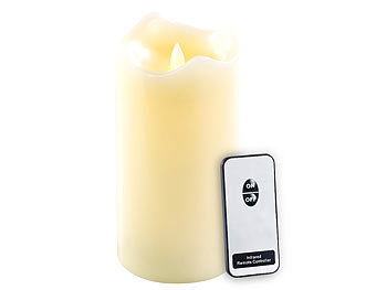 Britesta Echtwachskerzen mit LED-Flamme & Fernbedienung, 3er-Set M-XL