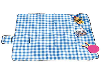 PEARL Fleece-Picknick-Decke mit wasserabweisender Unterseite, 200 x 175 cm