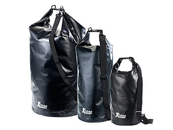 Outdoor Packsack: Xcase Urlauber-Set wasserdichte Packsäcke 16/25/70 Liter, schwarz
