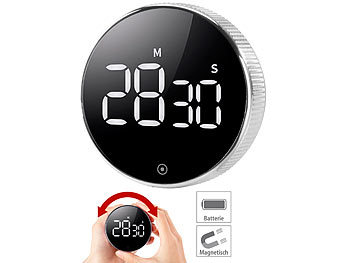 Zeitmesser: CASAcontrol Digitaler Küchen-Timer mit Drehrad, LCD-Display, Magnethalter & Alarm