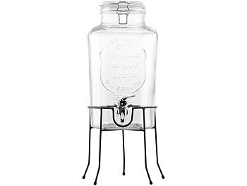 Wasserbehälter Glas mit Zapfhähnen