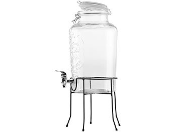 Wasserhahn Glaskaraffe transparent Glaskanne Einmachglas Hahn Ständer