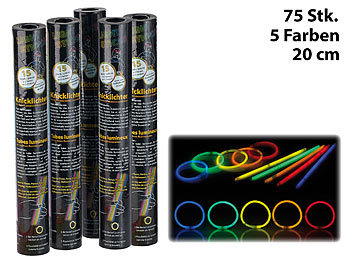 PEARL 75 Lightsticks (Knicklichter) in 5 Neon-Leuchtfarben, 20 cm Länge