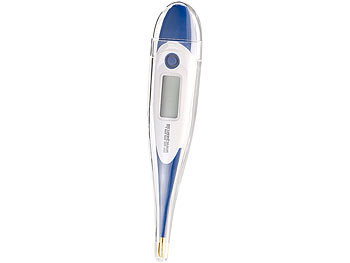 PEARL Digitales Fieberthermometer, flexible & vergoldete Messspitze, 30 Sek.