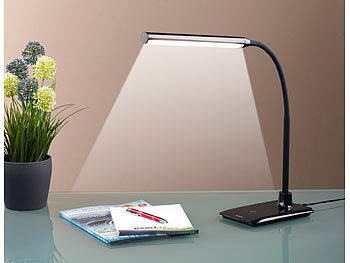 Lunartec Dimmbare LED-Schreibtischlampe 6 W mit Schwanenhals, schwarz