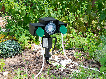 Royal Gardineer 2-fach-Garten-Steckdose mit Zeitschaltuhr, Spritzwasserschutz IP44