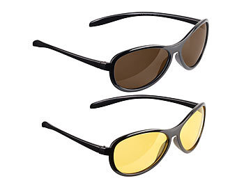 PEARL 2er-Set Sonnen- & Nachtsichtbrille, kontrastverstärkend, polarisierend