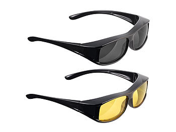 Überziehbrille Herren: PEARL Überziehbrillen "Day Vision Pro" und "Night Vision Pro", 2er-Set