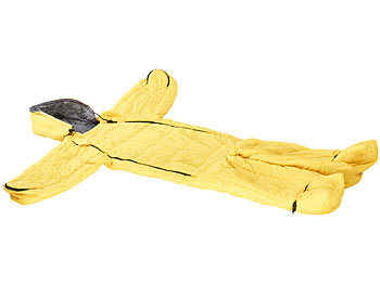weiche Kapuzen Decken Mumien Outdoor Camping waschbare Juniors Jugendliche Thermo Walker Kids Füße: Semptec Kinderschlafsack mit Armen und Beinen, Größe S, 150 cm, gelb