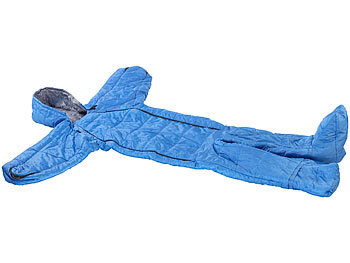 Schlafsack Overall: Semptec Schlafsack für Erwachsene mit Armen & Beinen, Größe XL, 205 cm, blau