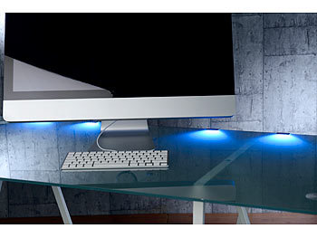 Lunartec Dimmbare LED-Multicolor-Glasbodenbeleuchtung m. Fernbed., 5 W, 4er-Set