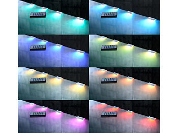 Lunartec Dimmbare LED-Multicolor-Glasbodenbeleuchtung m. Fernbed., 5 W, 4er-Set