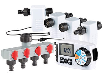 Royal Gardineer Digitaler Bewässerungscomputer mit Display und 4 Schlauch-Anschlüssen
