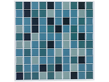 infactory Selbstklebende 3D-Mosaik-Fliesenaufkleber "Aqua", 26 x 26 cm, 20er-Set