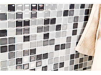 infactory Selbstklebende 3D-Mosaik-Fliesenaufkleber "Dezent", 26x26 cm, 20er-Set