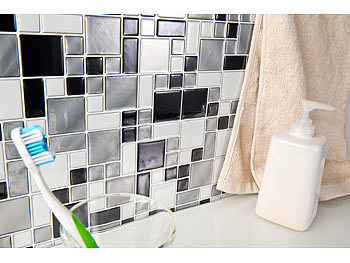 infactory Selbstklebende 3D-Mosaik-Fliesenaufkleber "Modern" 26 x 26 cm, 3er-Set