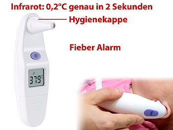newgen medicals Medizinisches Infrarot-Ohrthermometer, LCD-Display, 15 Schutzkappen