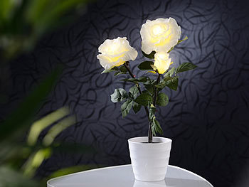 Lunartec LED-Rosenstrauch "Real Touch" mit 3 LED-Blüten, 50 cm, weiß