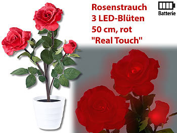 Lunartec LED-Rosenstrauch "Real Touch" mit 3 LED-Blüten, 50 cm, rot