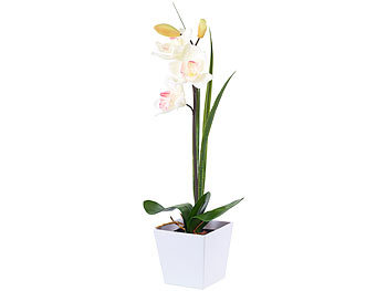 Lunartec LED-Orchidee "Real Touch" mit 3 LED-Blüten, 55 cm, weiß