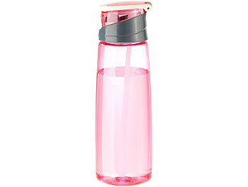 PEARL sports 2er-Set BPA-freie Kunststoff-Trinkflaschen mit Einhand-Verschluss