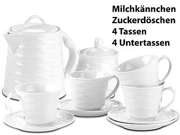 Kaffeeservice: Rosenstein & Söhne Porzellan-Kaffee- & Tee-Service, 10-tlg., für Wasserkocher WSK-270.rtr