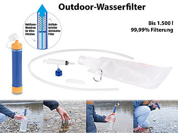 Semptec Universeller Outdoor-Wasserfilter Plus Set, 99,99% Filt. , bis 1.500 l