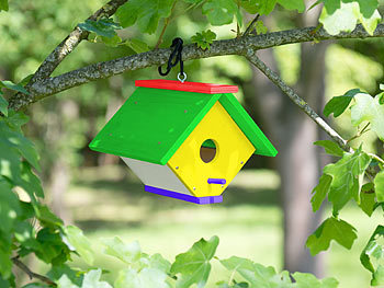 PEARL Nistkasten-Bausatz aus Echtholz mit 6-teiligem Farben-Set