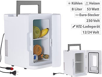Portabler Kühlschrank: Rosenstein & Söhne Mobiler Mini-Kühlschrank mit Wärmefunktion, 12 & 230 V, 8 Liter