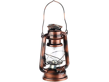 Öllampe Camping: Lunartec LED-Sturmleuchte im Öllampen-Design, Flammen-Imitation, bronzefarben