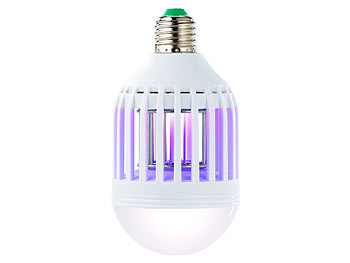 Mückenkiller Lampe: Exbuster 2in1-UV-Insektenkiller & LED-Lampe E27, 9 Watt, 550 lm, tageslichtweiß