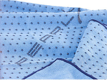 PEARL sports 2in1-Mikrofaser-Yoga-Handtuch & Auflage, saugfähig, rutschfest, blau