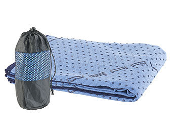 Yogahandtuch: PEARL sports 2in1-Mikrofaser-Yoga-Handtuch & Auflage, saugfähig, rutschfest, blau