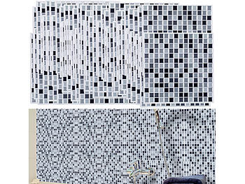Klebefolien 3D Fliesen: infactory Selbstklebende 3D-Mosaik-Fliesenaufkleber "Dezent", 26x26 cm, 20er-Set
